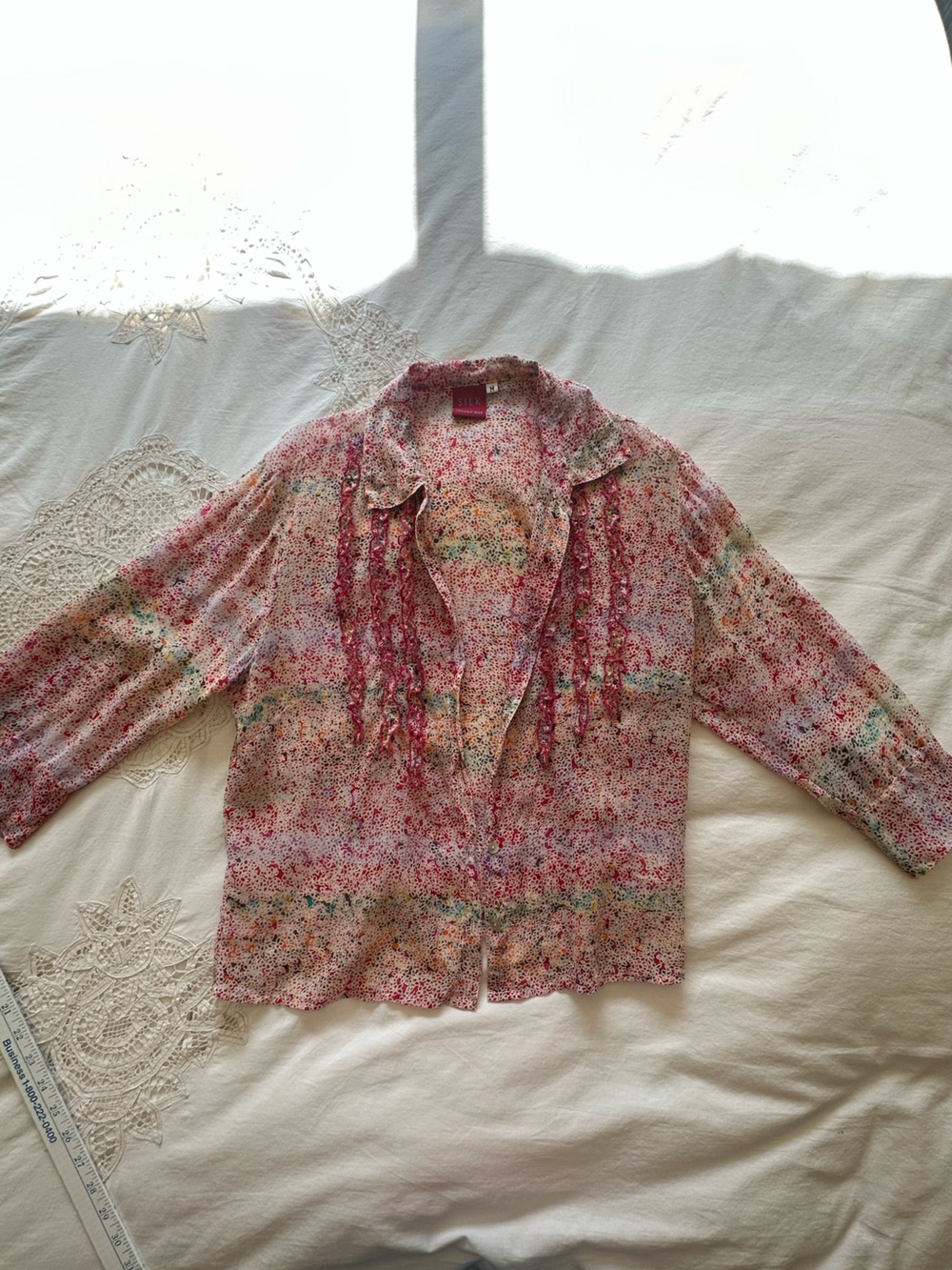 Johnny Was Silk Spring Ruffled Top, Medium - Picture 12 of 12
